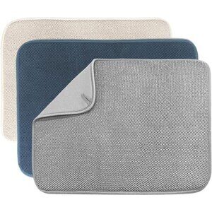 3 Pack Dish Drying Mat,Absorbent Microfiber Dishes Drainer Mats for Kitchen